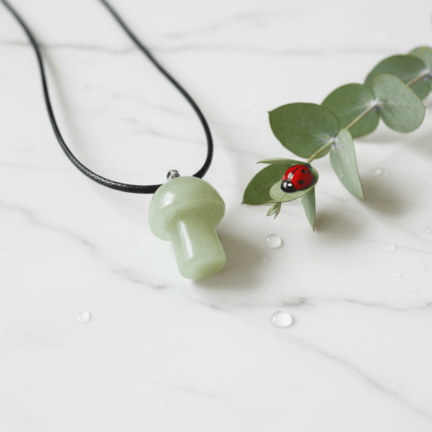Natural New Jade Stone Mushroom Pendant Necklace - DP Online