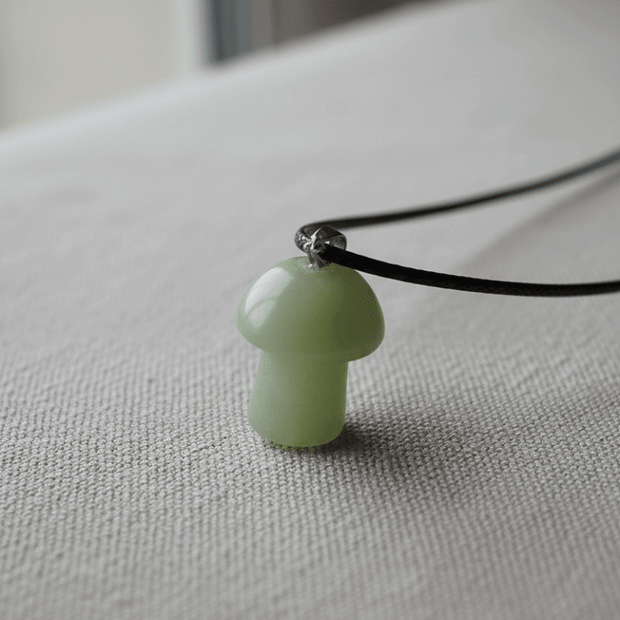 Natural New Jade Stone Mushroom Pendant Necklace - DP Online
