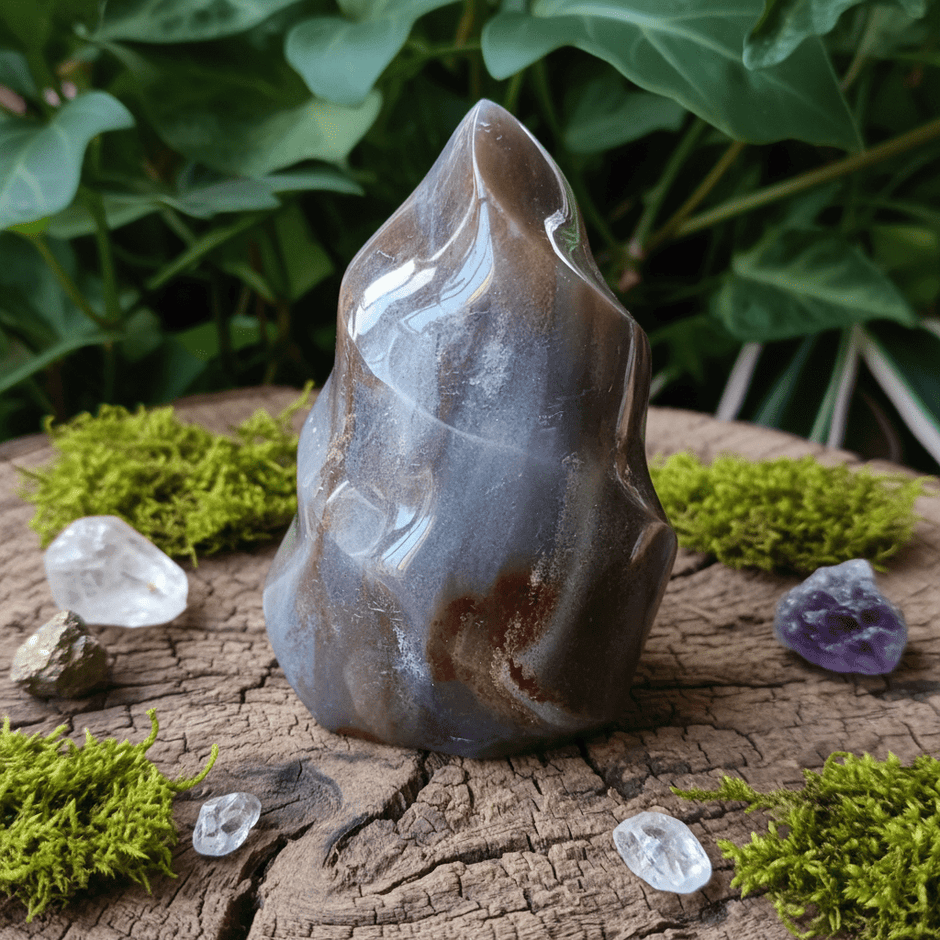Natural Ocean Jasper Crystal Stone Flame - DP Online