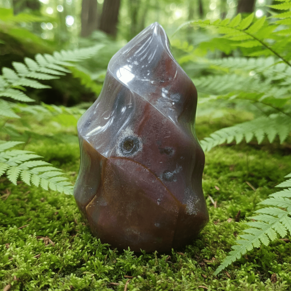 Natural Ocean Jasper Crystal Stone Flame - DP Online