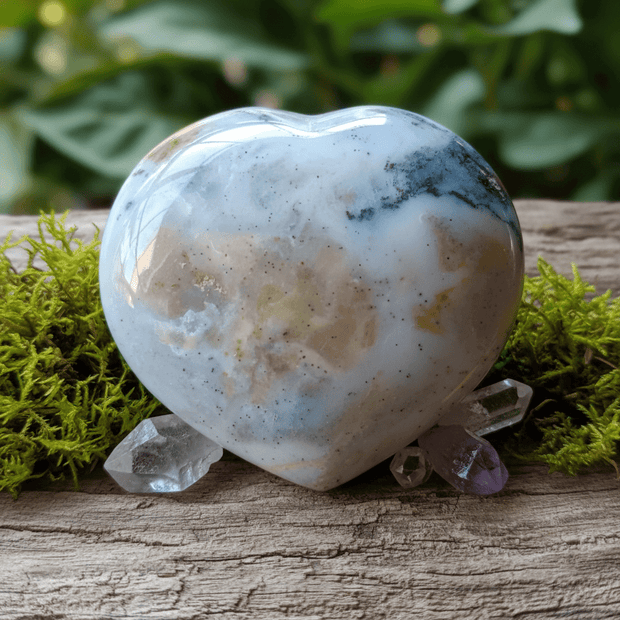 Natural Ocean Jasper Crystal Stone Heart - DP Online