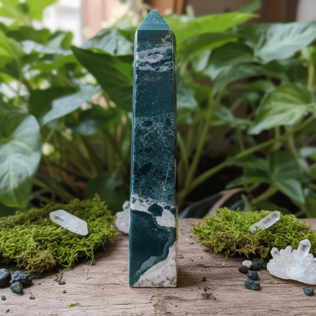 Natural Ocean Jasper Crystal Stone Tower - DP Online
