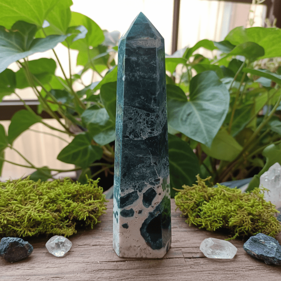 Natural Ocean Jasper Crystal Stone Tower - DP Online