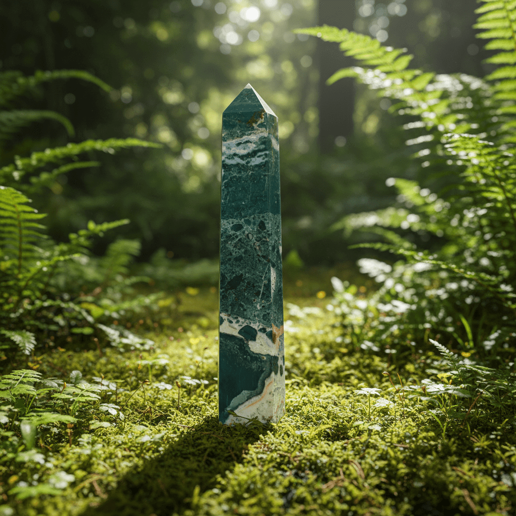 Natural Ocean Jasper Crystal Stone Tower - DP Online