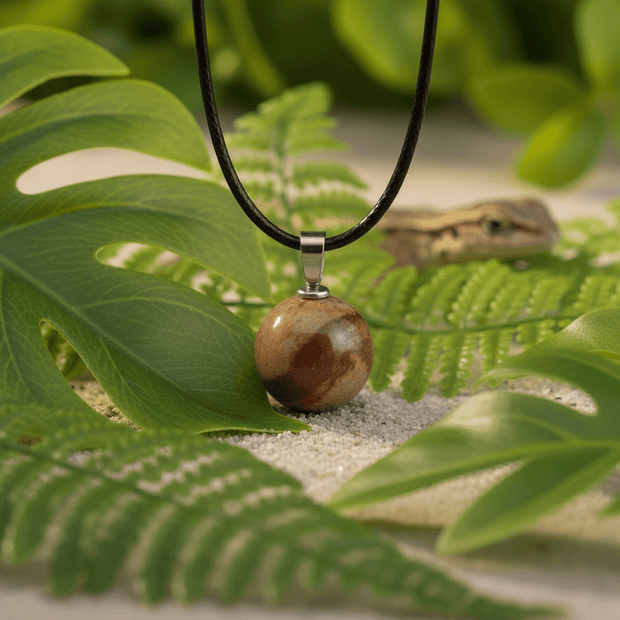 Natural Ocean Jasper Stone Orb Pendant Necklace - DP Online