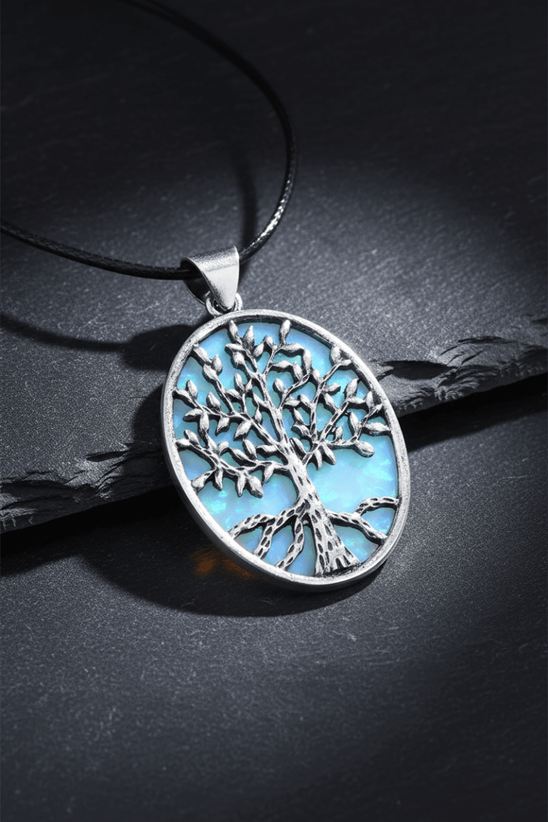 Natural Opal Inlay Tree of Life Pendant Necklace - DP Online