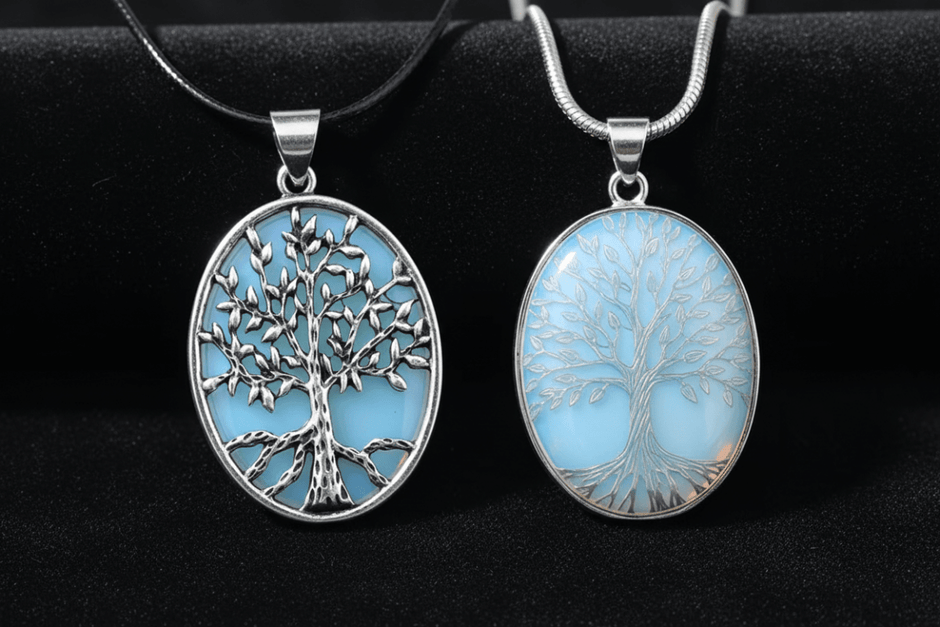 Natural Opal Inlay Tree of Life Pendant Necklace - DP Online