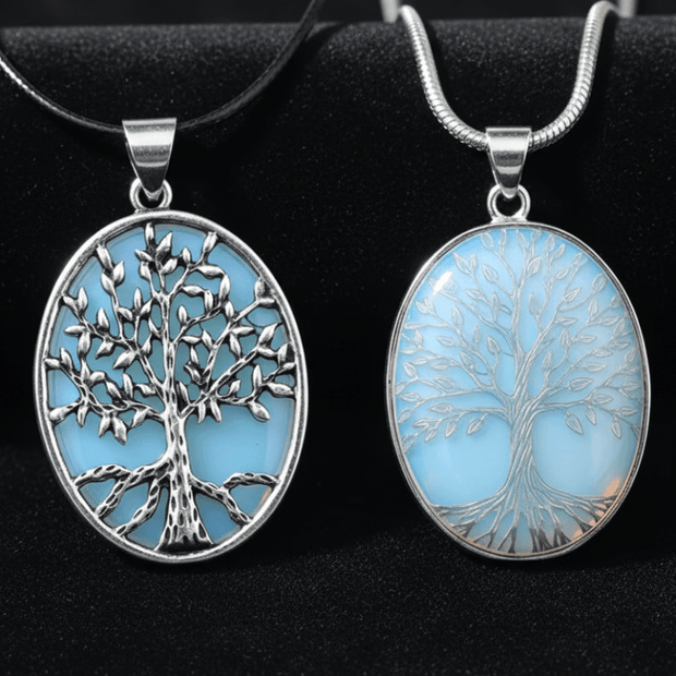 Natural Opal Inlay Tree of Life Pendant Necklace - DP Online