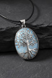 Natural Opal Inlay Tree of Life Pendant Necklace - DP Online