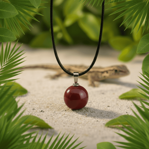 Natural Red Jasper Stone Orb Pendant Necklace - DP Online