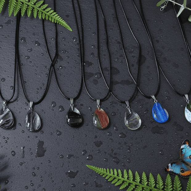 Natural Resin Teardrop Pendant Necklaces - DP Online
