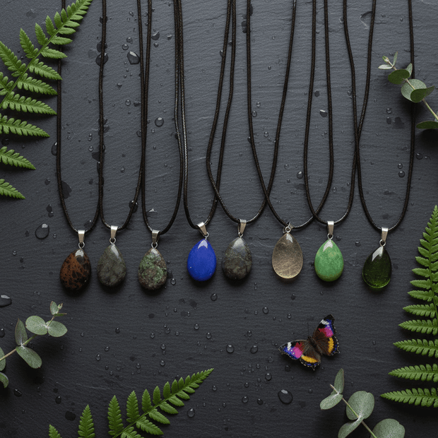 Natural Stone Crystal Teardrop Pendant Necklaces - DP Online