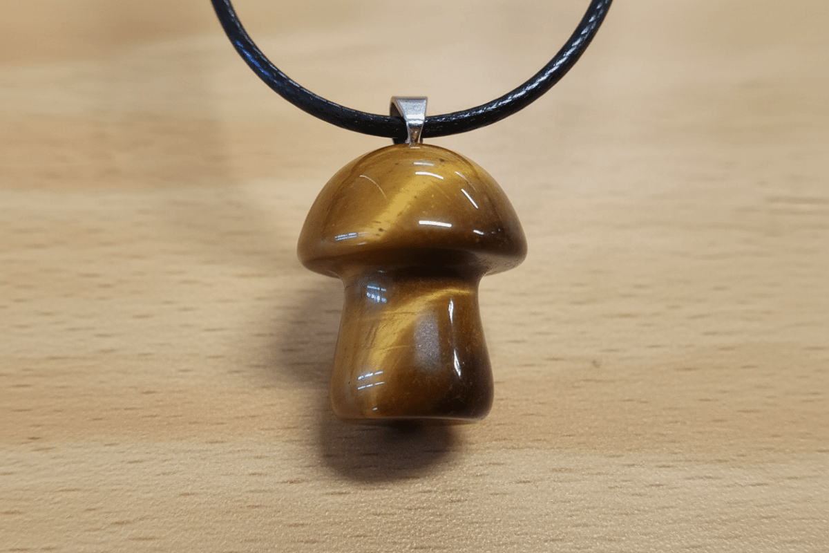Natural Tiger's Eye Stone Mushroom Pendant Necklace - DP Online