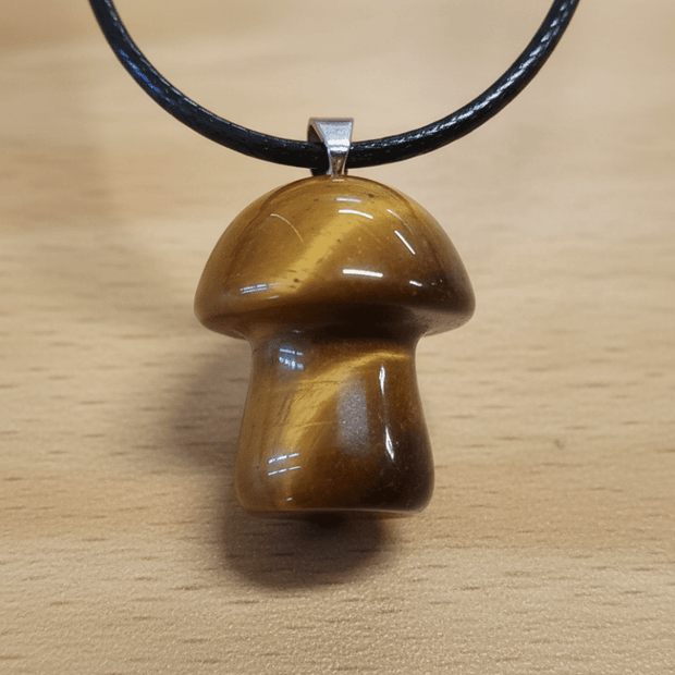 Natural Tiger's Eye Stone Mushroom Pendant Necklace - DP Online