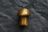 Natural Tiger's Eye Stone Mushroom Pendant Necklace - DP Online