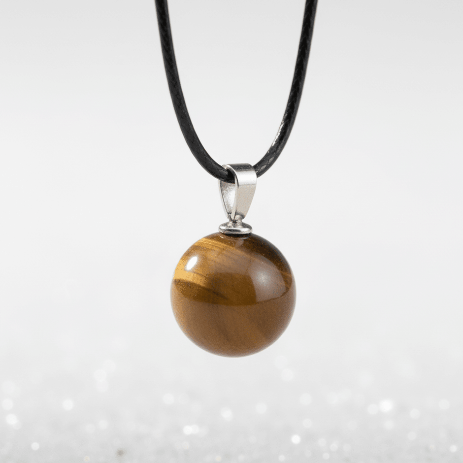 Natural Tiger's Eye Stone Orb Pendant Necklace - DP Online