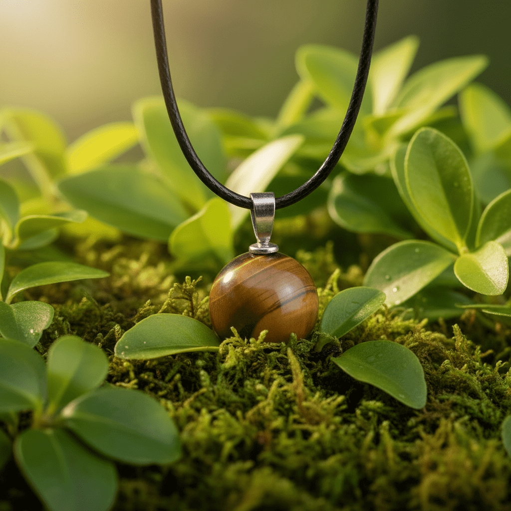 Natural Tiger's Eye Stone Orb Pendant Necklace - DP Online