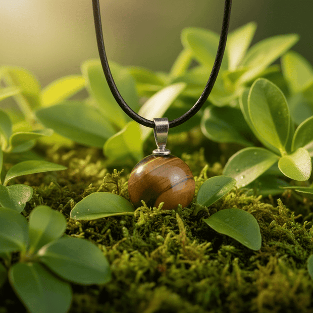 Natural Tiger's Eye Stone Orb Pendant Necklace - DP Online
