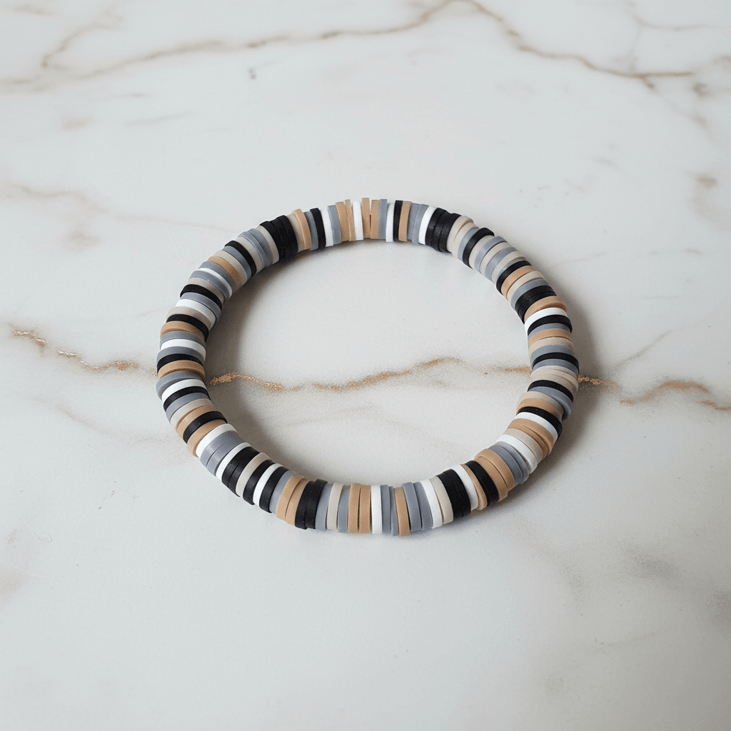 Natural Tone Clay Heishi Disc Stretch Bracelet - DP Online