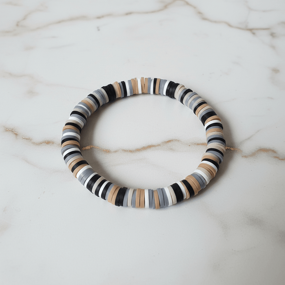 Natural Tone Clay Heishi Disc Stretch Bracelet - DP Online