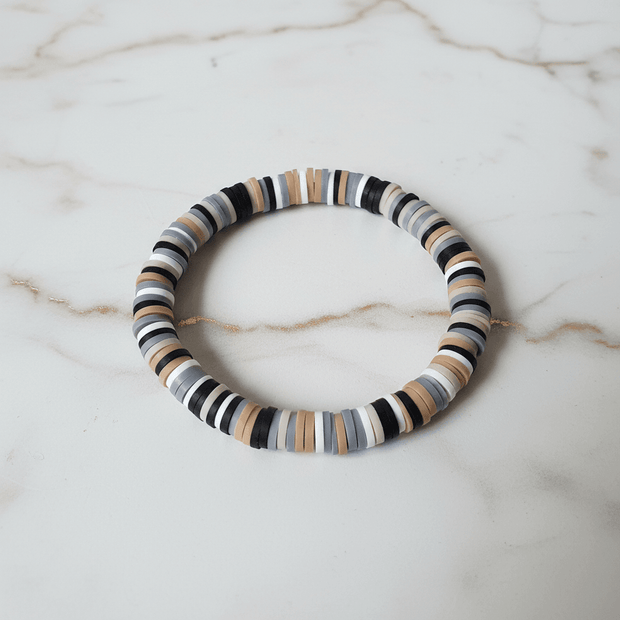 Natural Tone Clay Heishi Disc Stretch Bracelet - DP Online