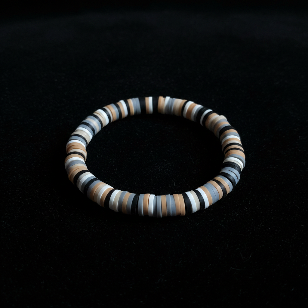 Natural Tone Clay Heishi Disc Stretch Bracelet