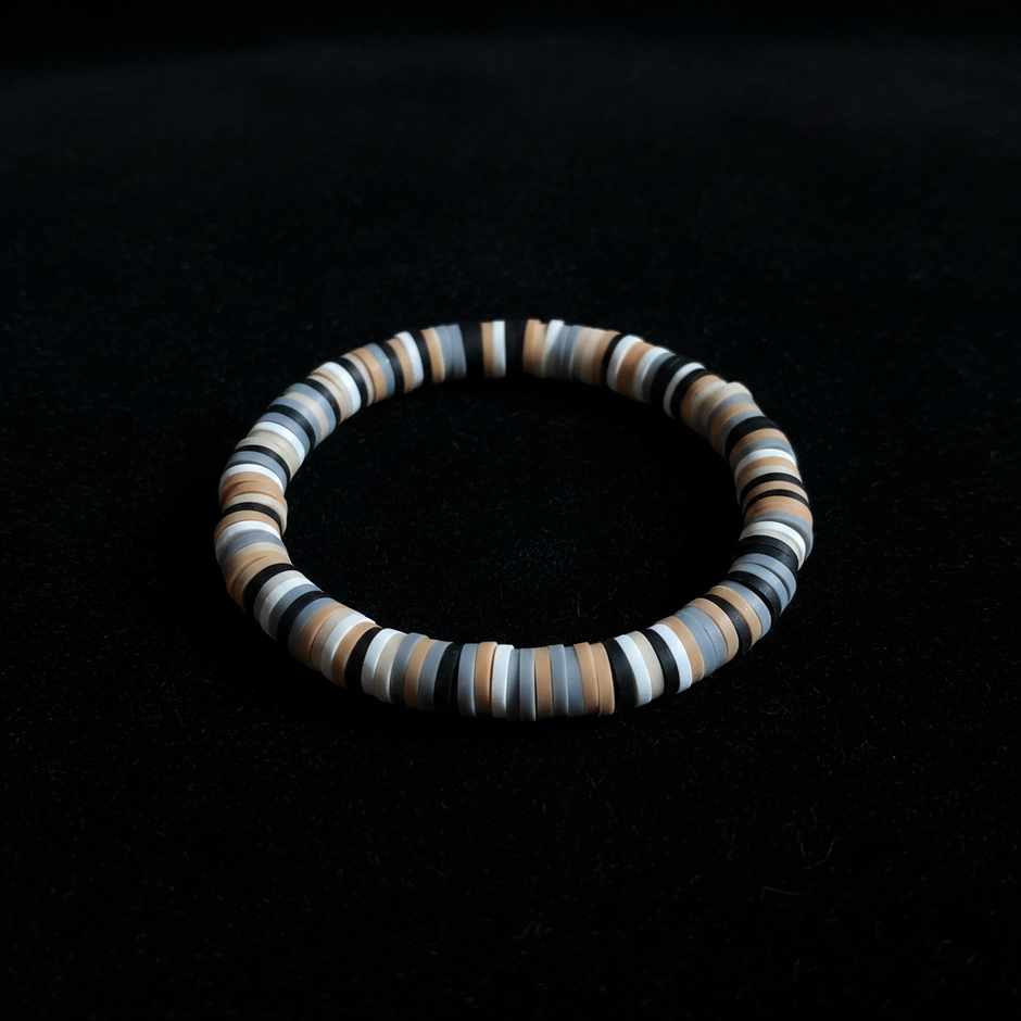 Natural Tone Clay Heishi Disc Stretch Bracelet