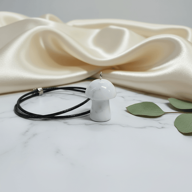 Natural White Howlite Stone Mushroom Pendant Necklace - DP Online