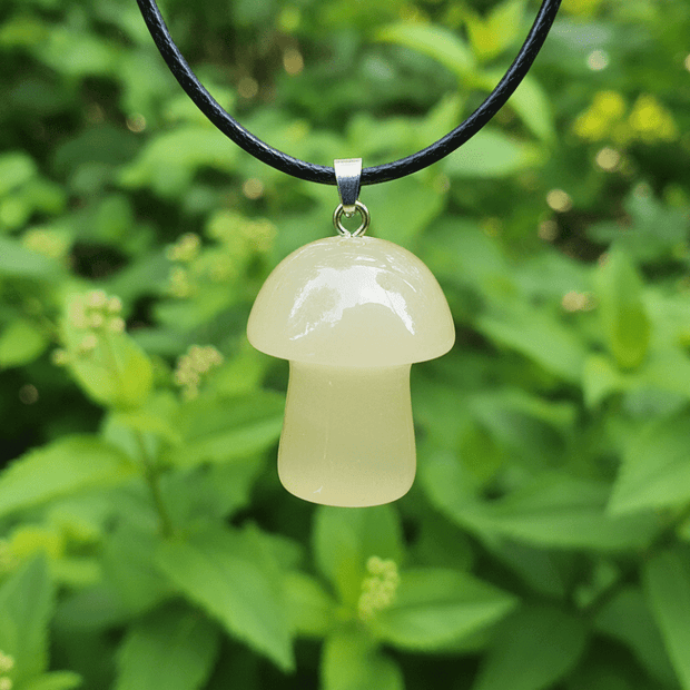 Natural Yellow Aventurine Stone Mushroom Pendant Necklace - DP Online