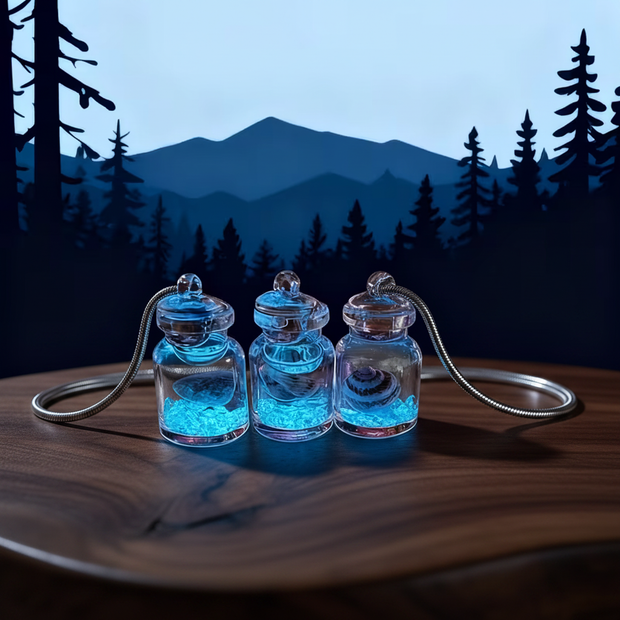 Ocean Bottle Pendants — Walnut Wood