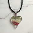 Olive Red Green Glass Heart Pendant
