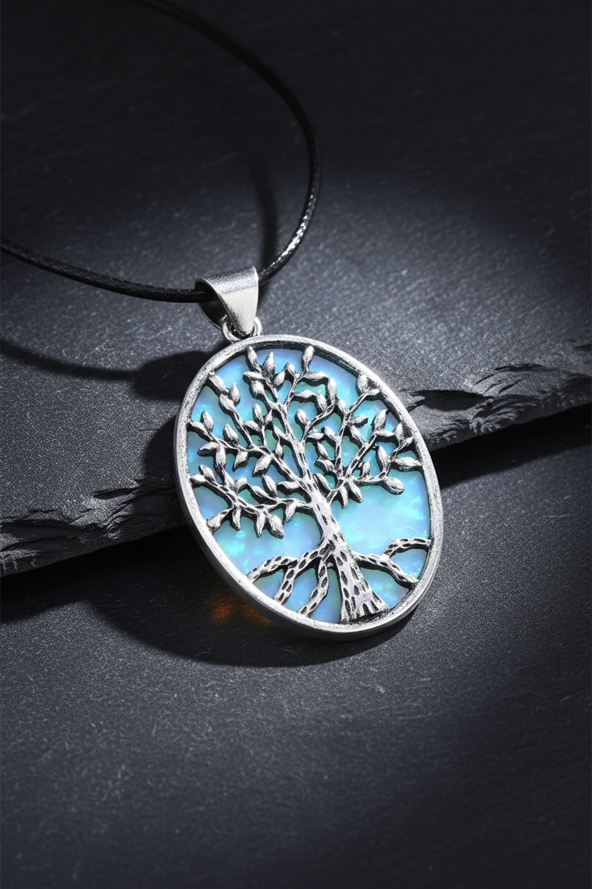 Opalite 3D Silver Tree — Slate