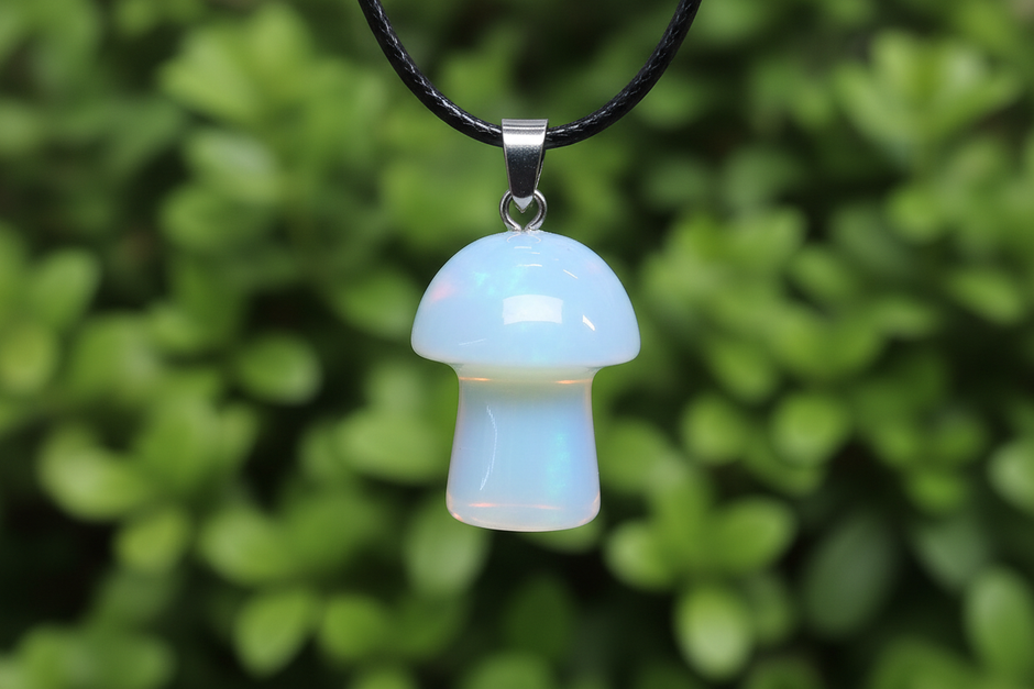 Opalite Mushroom Pendant – Greenery