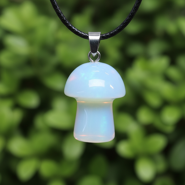 Opalite Mushroom Pendant – Greenery