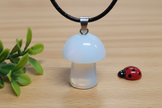 Opalite Mushroom Pendant – Wooden Surface