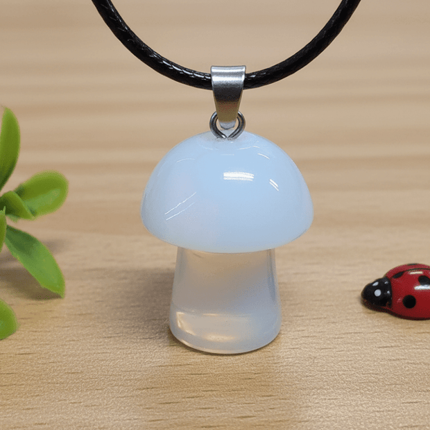 Opalite Stone Mushroom Pendant Necklace - DP Online