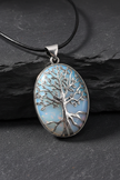 Opalite Tree of Life — Black Leather
