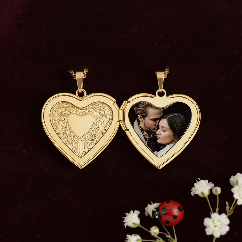 Open Gold Heart Locket - Matched Style