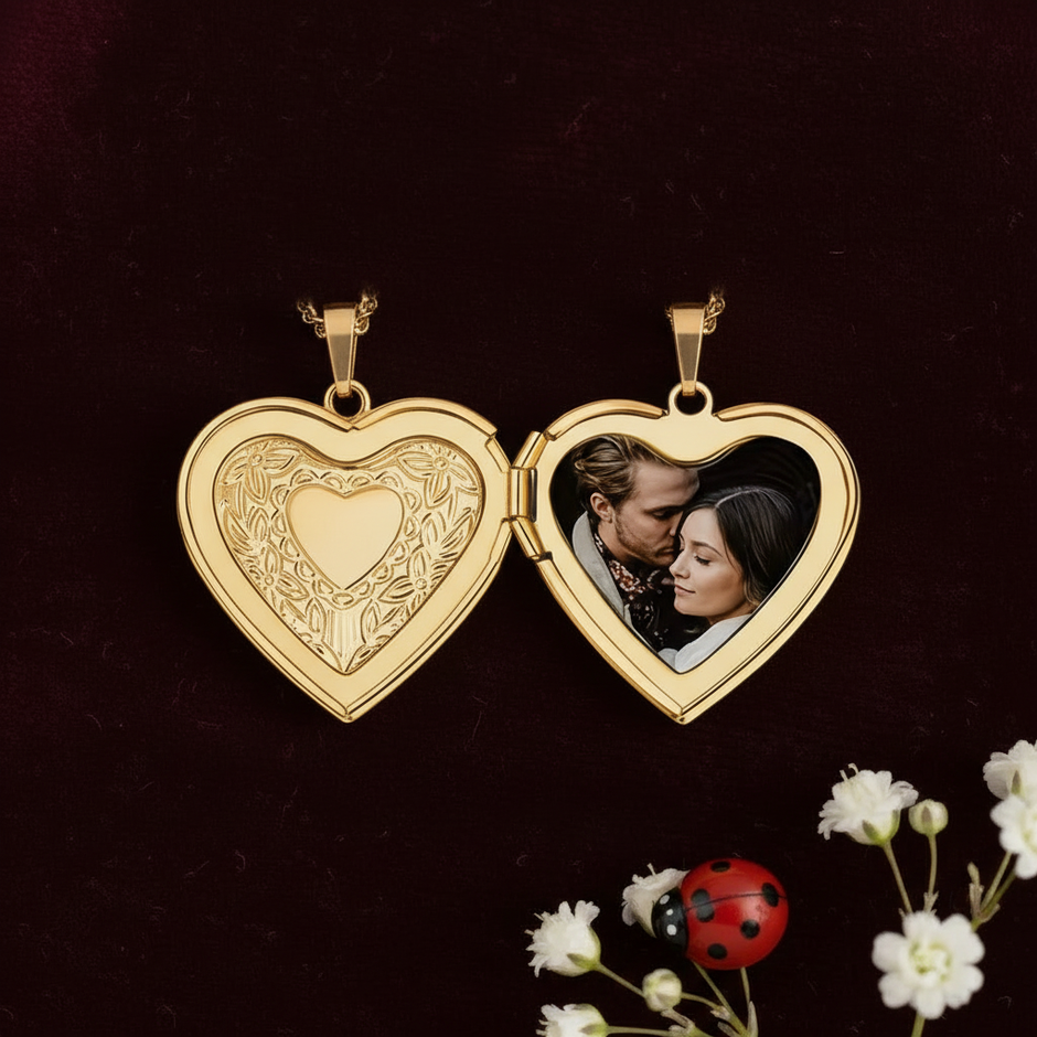 Open Gold Heart Locket - Matched Style