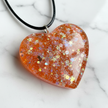 Orange Resin Heart Glitter Pendant