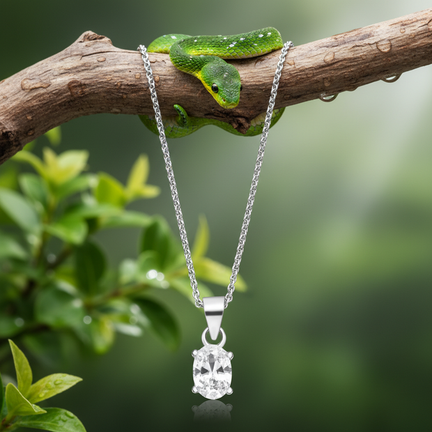 Oval Cubic Zirconia Pendant with Snake