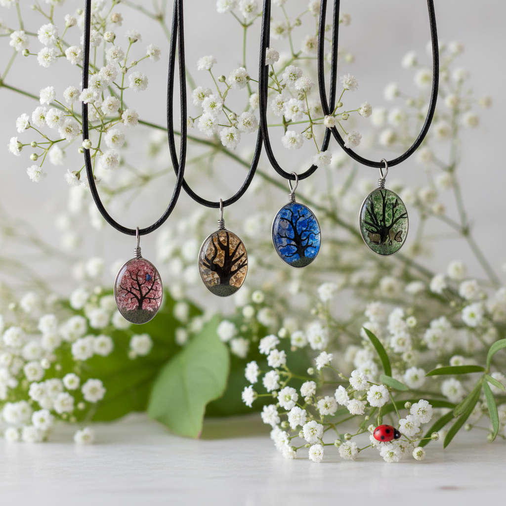 Oval Pendants - Elegant Botanical Background