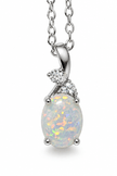 925 Sterling Silver 9mm Oval White Fire Opal Pendant Chain