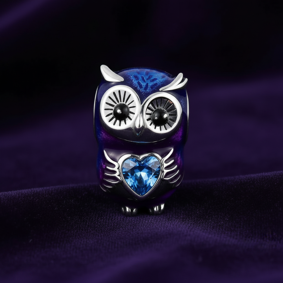 Owl Charm — Purple Velvet Macro