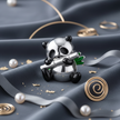 Panda Charm — Charcoal Silk Macro