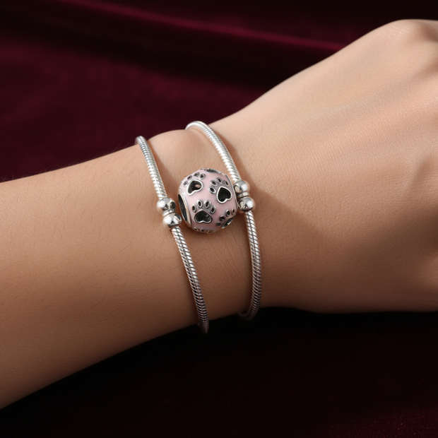 Paw Print Charm — Burgundy Angled