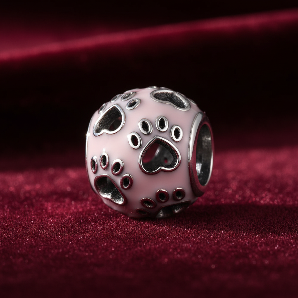Paw Print Charm — Burgundy Velvet