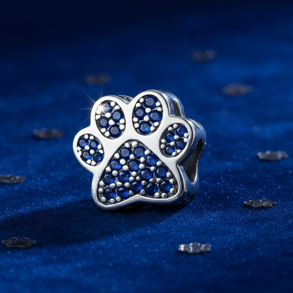 Paw Print Charm — Royal Blue Velvet Hero