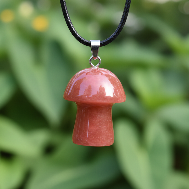 Peach Aventurine Mushroom Pendant – Greenery