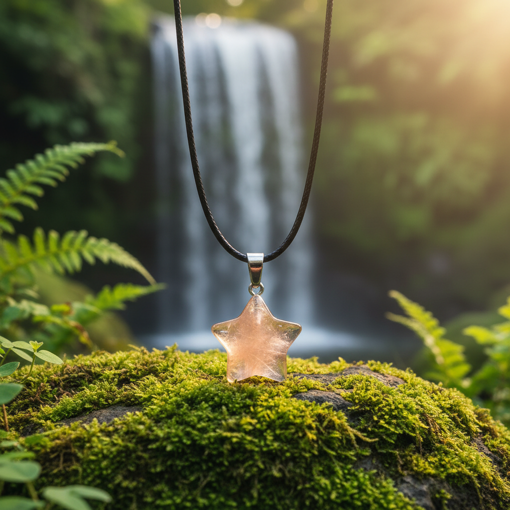 Peach Crystal Star Pendant